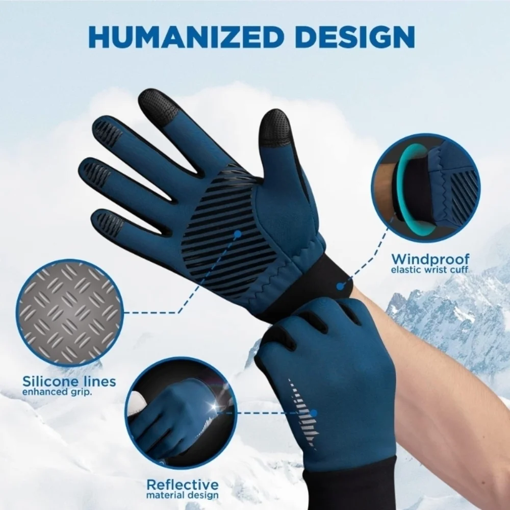 SIMARI Winter Gloves Women's Gloves Liner Thermal Warm Touch Screen Navy (EUC)